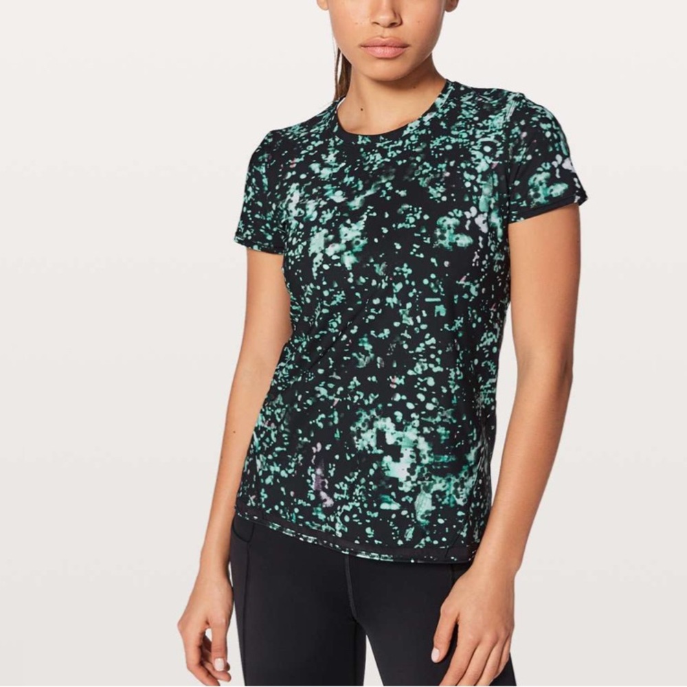 Lululemon Into the Sun Tee Pixel Haze Multi Black / Black size 12